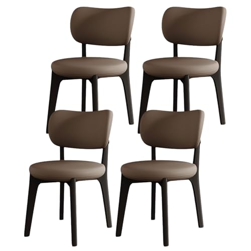 Küchenstühle mit gebogener Rückenlehne, ergonomischer Sitz, moderner Esszimmerstuhl mit Hartholzrahmen und abgewinkelten Beinen, Stühle aus 100 % Massivholz mit rundem, dickem Kissen für das Wohn von QAZXDRFG