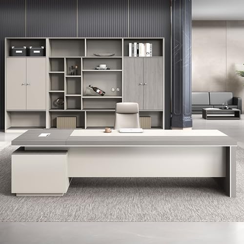 L-förmiger Executiv-Schreibtisch mit Schubladen, Business-Arbeitsplatz, Home-Office-Schreibtisch mit LED-Licht, großer Büro-Schreibtisch, Möbelset L-förmiger Executiv-Schreibtisch mit Schubladen, Business-Arbeitsplatz, Home-Office-Schreibtisch mit LED-Licht, großer Büro-Schreibtisch, Möbelset von QAZXDRFG
