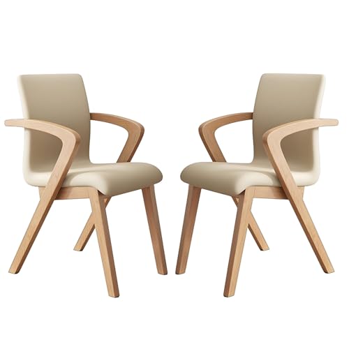 Moderne Küchenstühle, hochelastischer, mit Schwamm gepolsterter Akzentstuhl mit Lederbezug, modischer ergonomischer Stuhl für Erwachsene, Restaurant, Home Office, Schlafzimmer, Schrank, 2 Stück von QAZXDRFG
