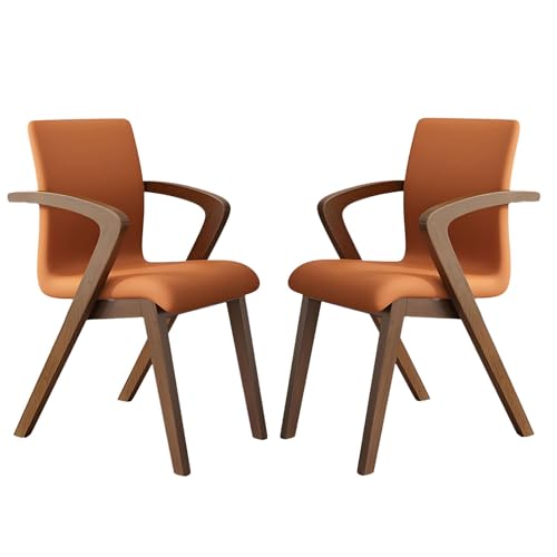 Moderne Küchenstühle, hochelastischer, mit Schwamm gepolsterter Akzentstuhl mit Lederbezug, modischer ergonomischer Stuhl für Erwachsene, Restaurant, Home Office, Schlafzimmer, Schrank, 2 Stück von QAZXDRFG