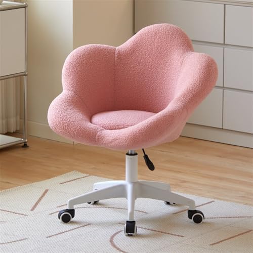 Moderner, drehbarer Schminkstuhl mit Blütenblatt-Rückenlehne, Frisiertischstuhl, Frisierhocker mit Rückenlehne, Bürostuhl, Freizeitstuhl für Zimmer, Schminktisch, Wohnzimmer, langlebig (Pink) von QAZXDRFG