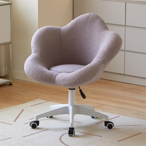 Moderner, drehbarer Schminkstuhl mit Blütenblatt-Rückenlehne, Frisiertischstuhl, Frisierhocker mit Rückenlehne, Bürostuhl, Freizeitstuhl für Zimmer, Schminktisch, Wohnzimmer, langlebig (grau) von QAZXDRFG