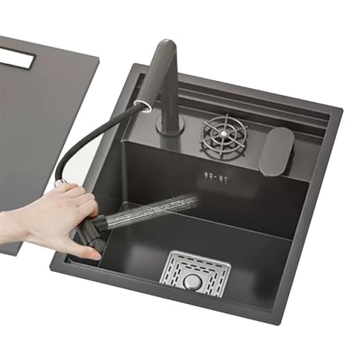 Platzsparende Edelstahl-Bartheke, unsichtbare Spüle, kleine Einzelschüssel mit Glasspüler, Wasserhahn, für kompakte Küchen, Geschirrspülstationen Platzsparende Edelstahl-Bartheke, unsichtbare Spüle, kleine Einzelschüssel mit Glasspüler, Wasserhahn, für kompakte Küchen, Geschirrspülstationen von QAZXDRFG