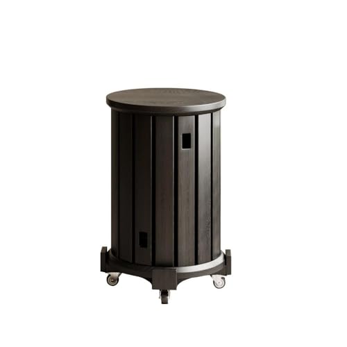 QAZXDRFG 4-in-1-Set aus stapelbaren Hockern aus Massivholz, runde Satztische mit Schwenkrädern, Couchtisch und Esszimmerstuhl-Set für das Wohnzimmer, langlebig (schwarz) von QAZXDRFG