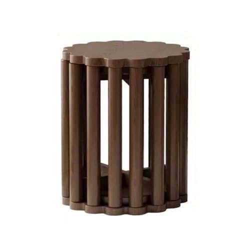 QAZXDRFG 4-in-1-Set aus stapelbaren Holzhockern, ESS-/Couchtisch und Stühlen, Kombination aus kleinem runden Beistelltisch für Wohnzimmer und Esszimmer, langlebig (braun) von QAZXDRFG