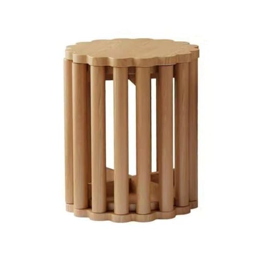 QAZXDRFG 4-in-1-Set aus stapelbaren Holzhockern, ESS-/Couchtisch und Stühlen, Kombination aus kleinem runden Beistelltisch für Wohnzimmer und Esszimmer, langlebig (natürlich) von QAZXDRFG