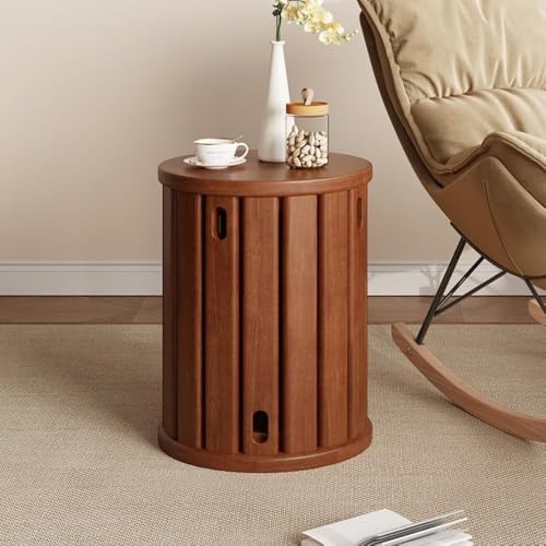 QAZXDRFG 4-in-1-Set stapelbarer Vintage-Hocker aus Holz, runde Satztische mit Kombinationssitzen, multifunktionales Stuhl- und Tischset für Küche und Wohnzimmer, langlebig (braun) von QAZXDRFG