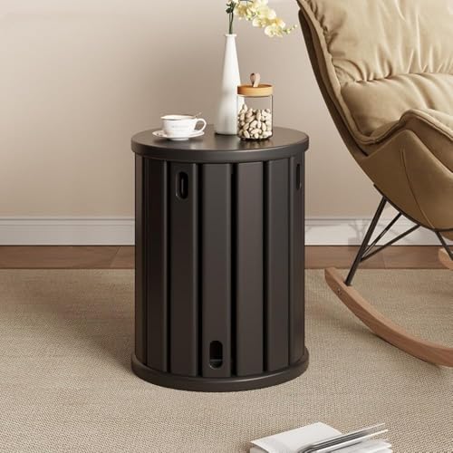 QAZXDRFG 4-in-1-Set stapelbarer Vintage-Hocker aus Holz, runde Satztische mit Kombinationssitzen, multifunktionales Stuhl- und Tischset für Küche und Wohnzimmer, langlebig (schwarz) von QAZXDRFG
