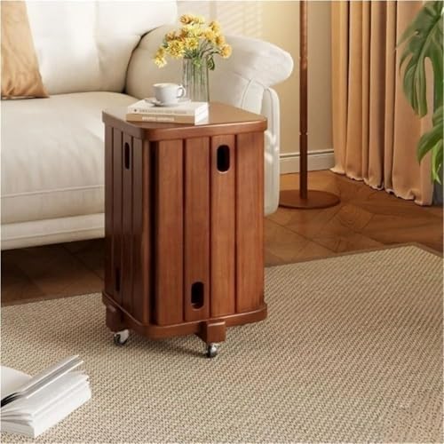 QAZXDRFG 4er-Set stapelbare Holzhocker, 4-in-1-Esszimmerstühle, kleine Hocker, quadratischer Satzhocker für die Küche zu Hause, langlebig (braun) von QAZXDRFG