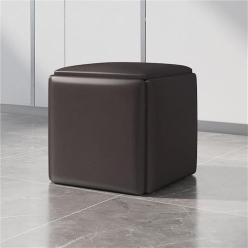 QAZXDRFG 5-in-1-Hocker aus Kunstleder in Würfelform, stapelbar, Sofasessel mit Lenkrollen, bewegliche Fußhocker und Frisiertische, langlebig (Natur, L) von QAZXDRFG