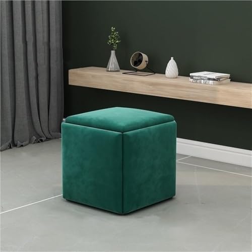 QAZXDRFG 5-in-1-Ottomanen-Hocker-Set, stapelbar, Sofastuhl, Hocker mit Hightech-Stoff, bewegliche Fußhocker und Ankleidestühle für das Büro, langlebig (Grün, CH) von QAZXDRFG