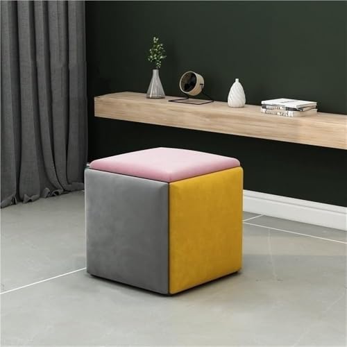 QAZXDRFG 5-in-1-Ottomanen-Hocker-Set, stapelbar, Sofastuhl, Hocker mit Hightech-Stoff, bewegliche Fußhocker und Ankleidestühle fürs Büro, langlebig (Mehrfarbig, CH) von QAZXDRFG
