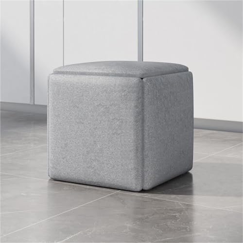 QAZXDRFG 5-in-1-Ottomanen-Hocker-Set, stapelbar, Sofastuhl, Hocker mit leisen Rollen, bewegliche Würfel-Fußhocker und Frisiertische, langlebig (Grau, L) von QAZXDRFG