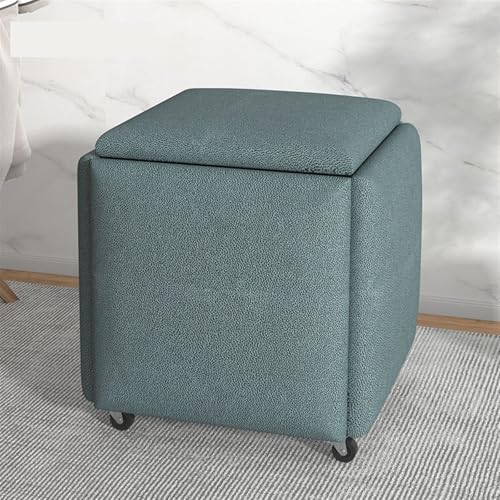 QAZXDRFG 5-in-1-Sitzhocker aus Tech-Stoff, multifunktionaler Sitzhocker, Rollstuhl für Wohnzimmer, langlebig (blau, klein) von QAZXDRFG