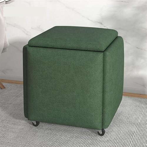 QAZXDRFG 5-in-1-Sitzhocker aus Tech-Stoff, multifunktionaler Sitzhocker, Rollstuhl für Wohnzimmer, langlebig (grün, klein) von QAZXDRFG