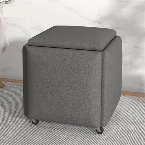QAZXDRFG 5-in-1-Sitzhocker aus technischem Stoff, multifunktionaler Sitzhocker, Rollstuhl für Wohnzimmer, langlebig (grau, klein) von QAZXDRFG