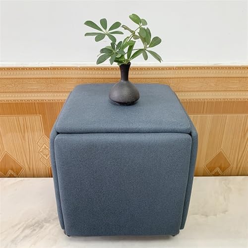 QAZXDRFG 5-in-1-Sitzwürfel aus Technostoff mit Lenkrollen, bewegliches Ottoman-Hockerwürfel-Set, Fußhocker, Frisiertisch für Wohnzimmer, langlebig (blau, klein) von QAZXDRFG