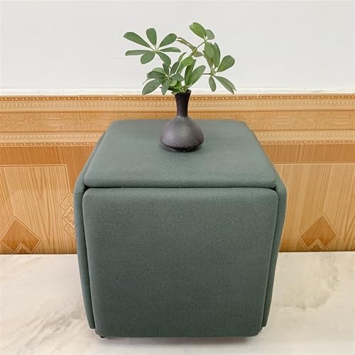 QAZXDRFG 5-in-1-Sitzwürfel aus Technostoff mit Lenkrollen, bewegliches Ottoman-Hockerwürfel-Set, Fußhocker, Frisiertisch für Wohnzimmer, langlebig (grün, groß) von QAZXDRFG