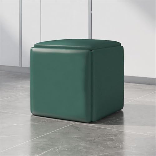 QAZXDRFG 5-in-1-Würfelhocker aus Kunstleder, stapelbare Sofastühle mit Lenkrollen, bewegliche Fußhocker und Frisiertische, langlebig (Grün, CH) von QAZXDRFG