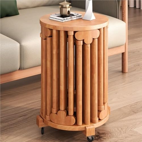 QAZXDRFG 6-in-1-Set mit runden, stapelbaren Hockern aus Massivholz, Satztischen, Couchtisch und Stühlen für das Esszimmer im Wohnzimmer, langlebig (Burst, mit Sockel) von QAZXDRFG