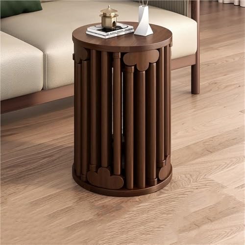 QAZXDRFG 6-in-1-Set mit runden, stapelbaren Hockern aus Massivholz, Satztischen, Couchtisch und Stühlen für das Esszimmer im Wohnzimmer, langlebig (braun, ohne Sockel) von QAZXDRFG