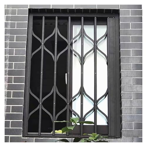QAZXDRFG Abschließbare Fenstergitter, einziehbare Sicherheitsstangen, 90, 100, 110, 120, 130, 140 cm Höhe, robustes Innengitter, zusammenklappbar, Notfall-Fluchtzaun (grau, B x H 110 x 90 cm) von QAZXDRFG