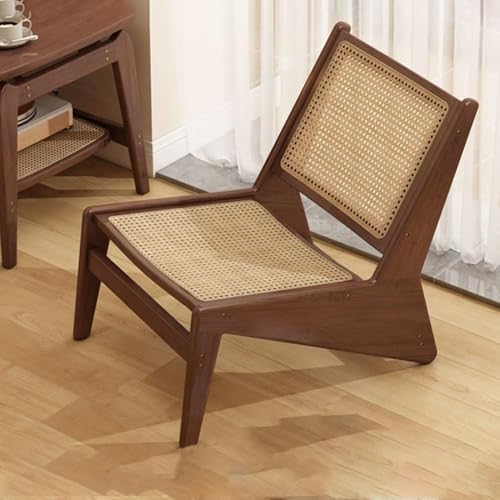QAZXDRFG Accent Rattan-Stühle, moderner Lesesessel ohne Armlehnen, Eckstuhl aus der Mitte des Jahrhunderts, Boho-Bodenstühle mit Rückenlehne für das Wohnzimmer, langlebig (braun) von QAZXDRFG