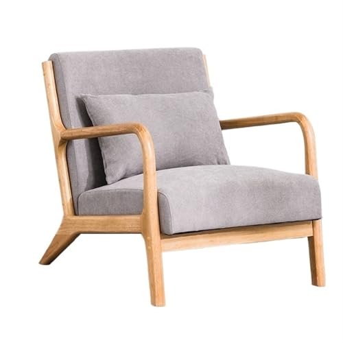 QAZXDRFG Akzentstuhl aus der Mitte des Jahrhunderts mit Holzrahmen, gepolsterter Lesesessel, moderner Loungesessel, Freizeitstuhl für Zimmer, Wintergarten, Wohnzimmer, langlebig (grau) von QAZXDRFG