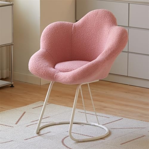 QAZXDRFG Ankleidehocker, moderner Schminkstuhl, Stuhl mit Blütenblatt-Rückenlehne, Bürostuhl, Freizeitstuhl mit weichem Kissen für Schminktisch, Büro, Wohnzimmer, langlebig (Pink) von QAZXDRFG