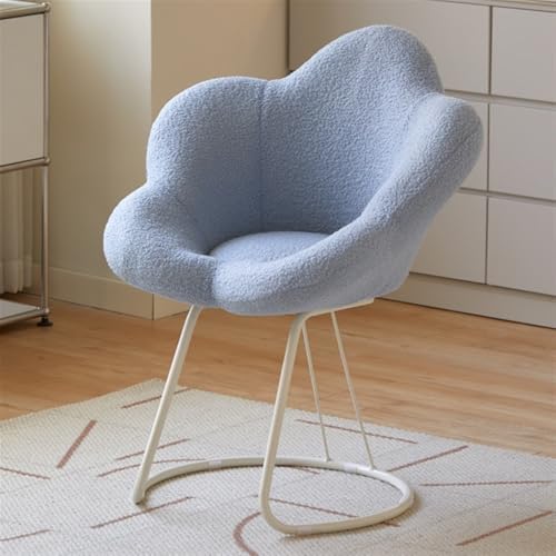 QAZXDRFG Ankleidehocker, moderner Schminkstuhl, Stuhl mit Blütenblatt-Rückenlehne, Bürostuhl, Freizeitstuhl mit weichem Kissen für Schminktisch, Büro, Wohnzimmer, langlebig (blau) von QAZXDRFG