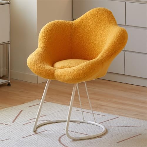 QAZXDRFG Ankleidehocker, moderner Schminkstuhl, Stuhl mit Blütenblatt-Rückenlehne, Bürostuhl, Freizeitstuhl mit weichem Kissen für Schminktisch, Büro, Wohnzimmer, langlebig (gelb) von QAZXDRFG