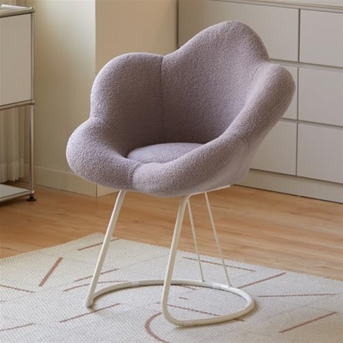 QAZXDRFG Ankleidehocker, moderner Schminkstuhl, Stuhl mit Blütenblatt-Rückenlehne, Bürostuhl, Freizeitstuhl mit weichem Kissen für Schminktisch, Büro, Wohnzimmer, langlebig (grau) von QAZXDRFG