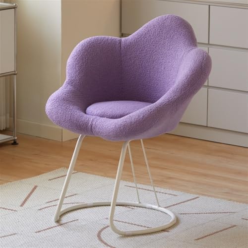 QAZXDRFG Ankleidehocker, moderner Schminkstuhl, Stuhl mit Blütenblatt-Rückenlehne, Bürostuhl, Freizeitstuhl mit weichem Kissen für Schminktisch, Büro, Wohnzimmer, langlebig (lila) von QAZXDRFG