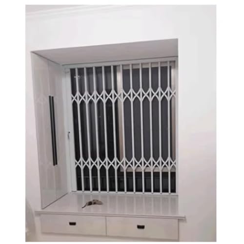 QAZXDRFG Ausziehbare Sicherheitsgitter für den Außenbereich, ausziehbar, verhindert Einbruch mit Schloss, unsichtbar, Einbruchsicher, für Kinderzimmer (weiß, B x H 120 x 105 cm) von QAZXDRFG