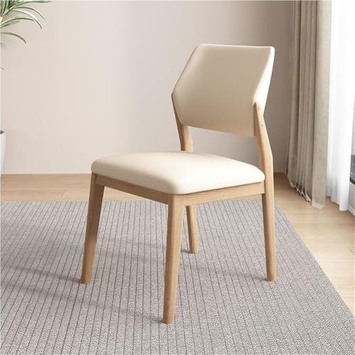 QAZXDRFG Bequeme, gepolsterte Esszimmerstühle aus Leder, moderner Küchenstuhl im Mid-Century-Stil, Schminkstühle für Esszimmer und Wohnzimmer, langlebig (Beige) von QAZXDRFG