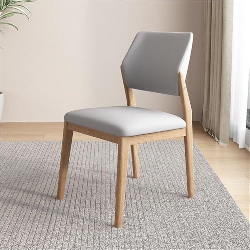 QAZXDRFG Bequeme, gepolsterte Esszimmerstühle aus Leder, moderner Küchenstuhl im Mid-Century-Stil, Schminkstühle für Esszimmer und Wohnzimmer, langlebig (grau) von QAZXDRFG