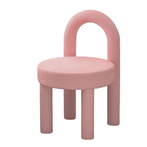 QAZXDRFG Bequemer gepolsterter Frisiertischstuhl mit Rückenlehne, stilvoller Kleiner Schminkstuhl, Bürostuhl für Wohnzimmer, langlebig (Pink) von QAZXDRFG