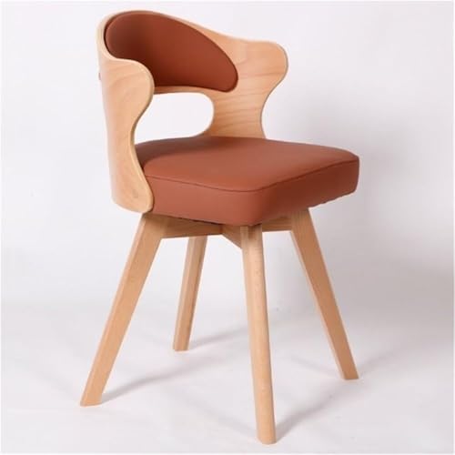 QAZXDRFG Drehbare Barhocker mit hoher Rückenlehne, gepolsterter Sitzfläche und Basis aus Massivholz, Schminkstühle für Küche und Wohnzimmer, praktisch (braun) von QAZXDRFG