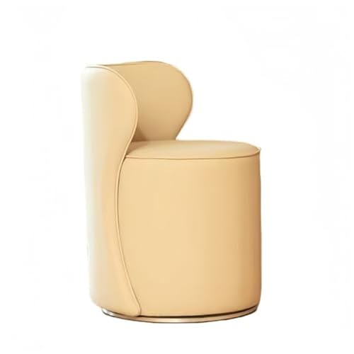 QAZXDRFG Drehbarer Schminkstuhl, runder osmanischer Fußhocker, Esszimmerstuhl aus Leder, Frisiertischhocker mit 360-Grad-Drehteller, geräuschloser Sitzhocker, Sofastuhl, praktisch (Beige) von QAZXDRFG