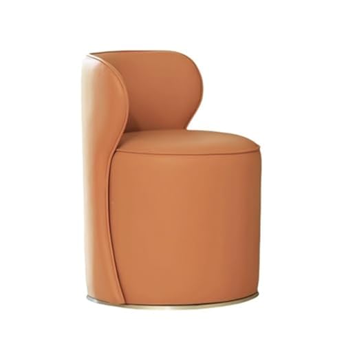 QAZXDRFG Drehbarer Schminkstuhl, runder osmanischer Fußhocker, Esszimmerstuhl aus Leder, Frisiertischhocker mit 360-Grad-Drehteller, geräuschloser Sitzhocker, Sofastuhl, praktisch (Orange) von QAZXDRFG