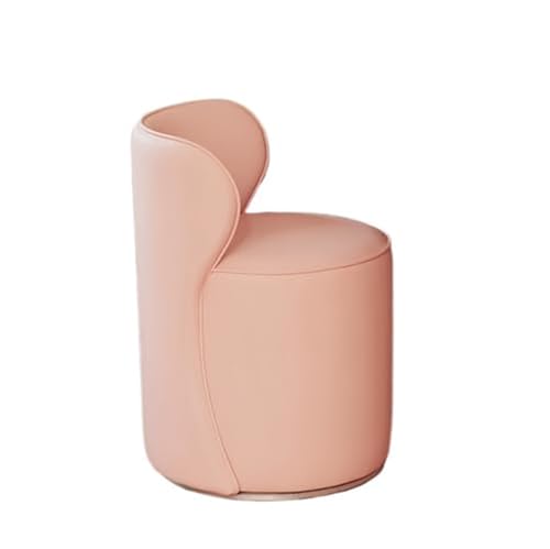 QAZXDRFG Drehbarer Schminkstuhl, runder osmanischer Fußhocker, Esszimmerstuhl aus Leder, Frisiertischhocker mit 360-Grad-Drehteller, geräuschloser Sitzhocker, Sofastuhl, praktisch (Pink) von QAZXDRFG