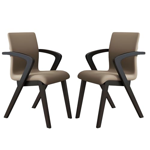 QAZXDRFG Ergonomische Esszimmerstühle, stabile Lederstühle aus Holzmaterial mit weicher Tasche, exquisiter gepolsterter Akzentstuhl für Erwachsene, Restaurant, Schlafzimmer, Wohnzimmer, Büro, 2 Stück von QAZXDRFG