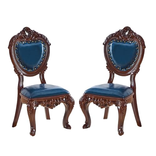 QAZXDRFG Ergonomischer Stuhl, Kleiner Haushaltshocker mit Lederrückenlehne, niedrige Retro-Stühle mit hoher Tragfähigkeit für Couchtische im Eingangsbereich, Sitzhöhe 11,81 Zoll, Blau, 2 Stück von QAZXDRFG