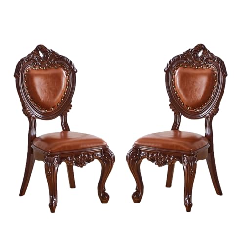 QAZXDRFG Ergonomischer Stuhl, Kleiner Haushaltshocker mit Lederrückenlehne, niedrige Retro-Stühle mit hoher Tragfähigkeit für Couchtische im Eingangsbereich, Sitzhöhe 11,81 Zoll, Braun, 2 Stück von QAZXDRFG