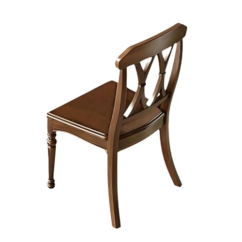 QAZXDRFG Esszimmerstühle aus 100% Massivholz, gepolsterter Akzentstuhl im amerikanischen Stil mit geschwungener Rückenlehne, Vintage-Stuhl für Küche, Esszimmer und Wohnzimmer (helles Walnussholz) von QAZXDRFG
