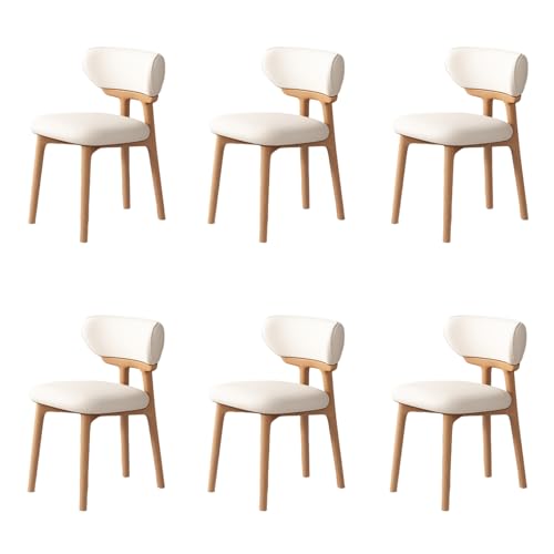 QAZXDRFG Esszimmerstühle aus Holz, 2er-/4er-/6er-Set – Moderne Polsterstühle im Mid-Century-Stil, Bequeme Rückenlehne, pflegeleicht, für Küche, Wohnzimmer, Esszimmer, Holzfarbe + Weiß, 6-teilig QAZXDRFG Esszimmerstühle aus Holz, 2er-/4er-/6er-Set – Moderne Polsterstühle im Mid-Century-Stil, Bequeme Rückenlehne, pflegeleicht, für Küche, Wohnzimmer, Esszimmer, Holzfarbe + Weiß, 6-teilig von QAZXDRFG
