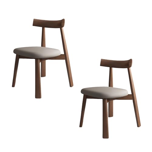 QAZXDRFG Esszimmerstühle aus Holz, 2er-/4er-/6er-Set – Moderne Polsterstühle im Mid-Century-Stil, Bequeme Rückenlehne für Küche, Wohnzimmer, Esszimmer, Dunkles Walnussholz + Dunkelgrau, 2 Stück von QAZXDRFG
