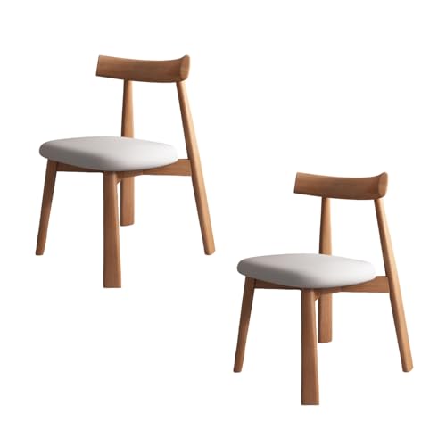 QAZXDRFG Esszimmerstühle aus Holz, 2er-/4er-/6er-Set – Moderne Polsterstühle im Mid-Century-Stil, Bequeme Rückenlehne für Küche, Wohnzimmer, Esszimmer, helles Walnussholz + Hellgrau, 2 Stück von QAZXDRFG