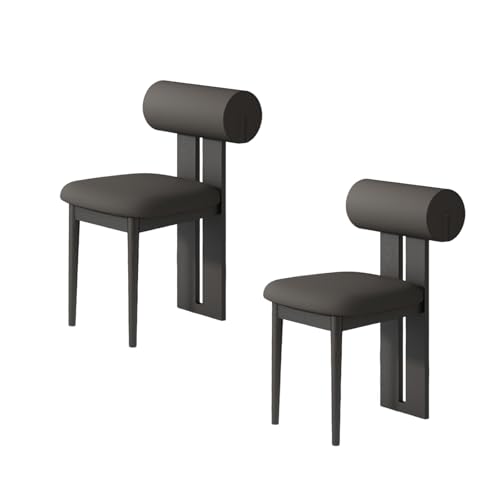 QAZXDRFG Esszimmerstühle aus Holz, 2er-/4er-/6er-Set – Moderne Polsterstühle im Mid-Century-Stil, ergonomische und Bequeme Rückenlehne für Küche, Wohnzimmer, Esszimmer, Schwarz + Schwarz, 2 Stück von QAZXDRFG