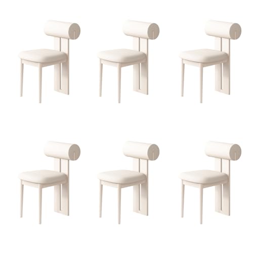 QAZXDRFG Esszimmerstühle aus Holz, 2er-/4er-/6er-Set – Moderne Polsterstühle im Mid-Century-Stil, ergonomische und Bequeme Rückenlehne für Küche, Wohnzimmer, Esszimmer, Weiß + Weiß, 6-teilig QAZXDRFG Esszimmerstühle aus Holz, 2er-/4er-/6er-Set – Moderne Polsterstühle im Mid-Century-Stil, ergonomische und Bequeme Rückenlehne für Küche, Wohnzimmer, Esszimmer, Weiß + Weiß, 6-teilig von QAZXDRFG